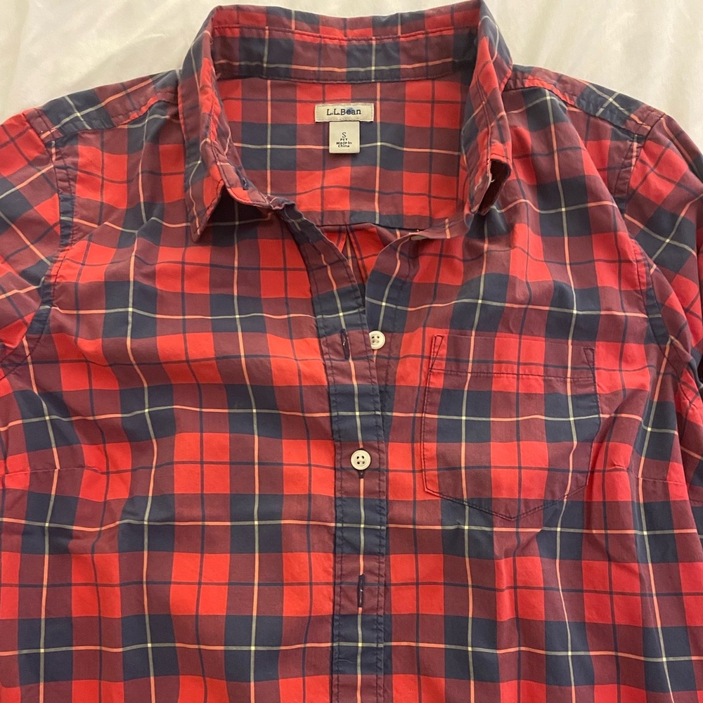 LL Bean Plaid Button Down Shirt